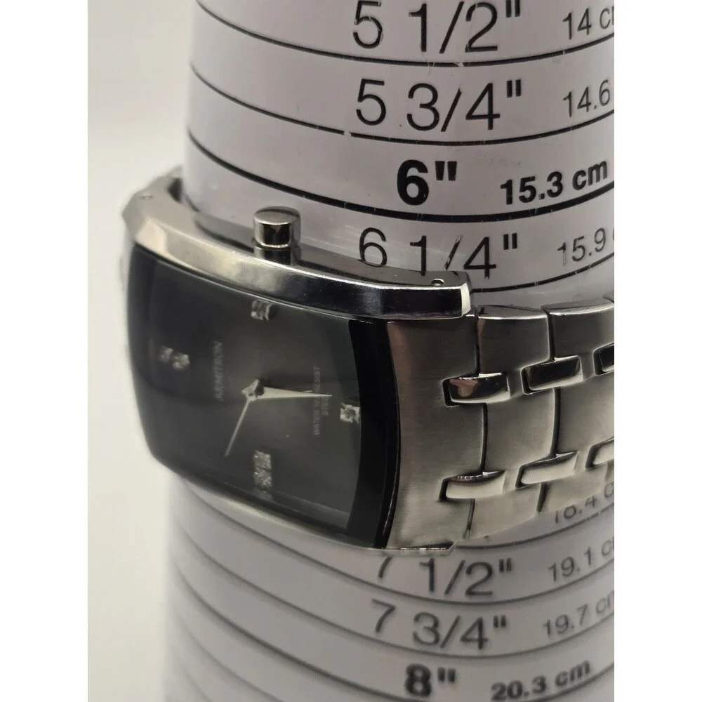 Armitron Men’s Rectangle Dress Watch Silver Tone All Stainless Black Dial WR50M